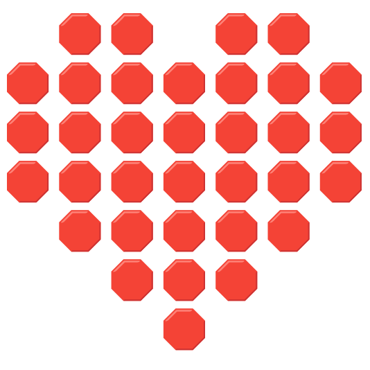 hearts octagonal sign