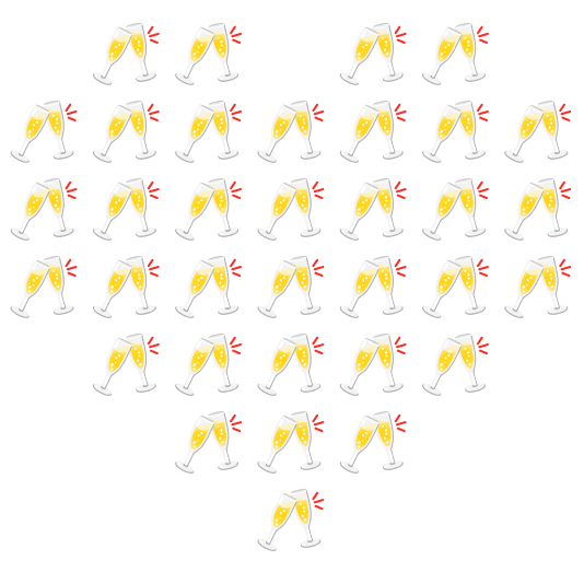 hearts clinking glasses