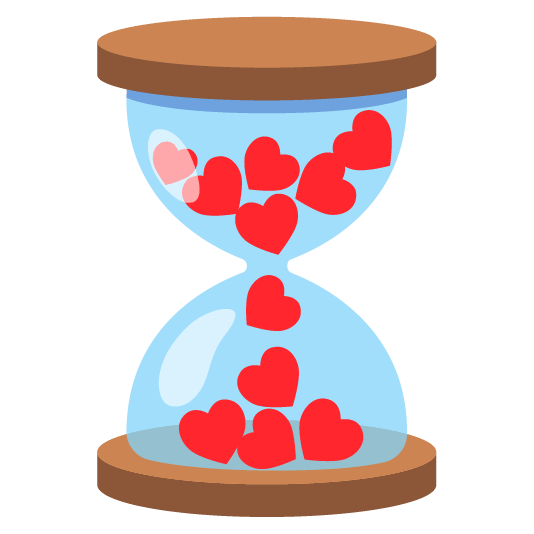 hearts hourglass flowing sand