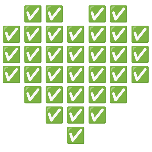 hearts white check mark