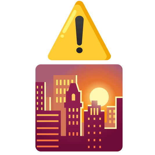 warning city sunrise