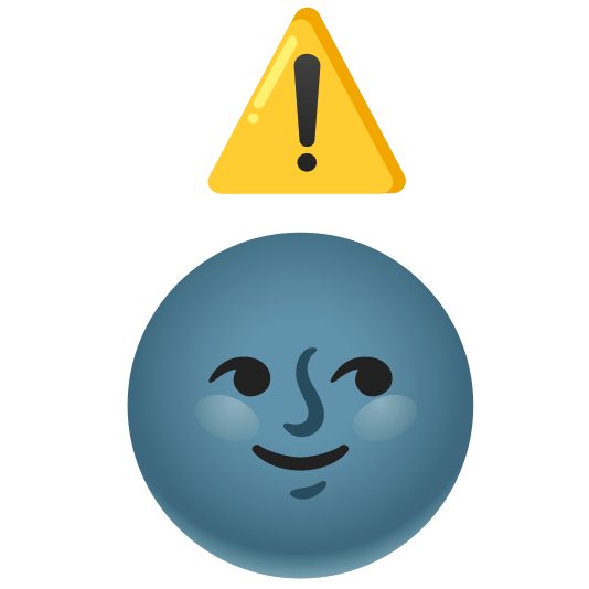 warning new moon with face