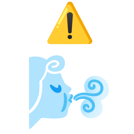 warning wind blowing face