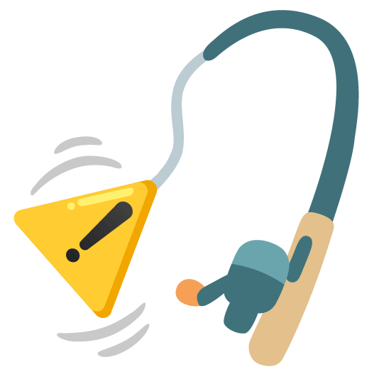 warning fishing pole and fish