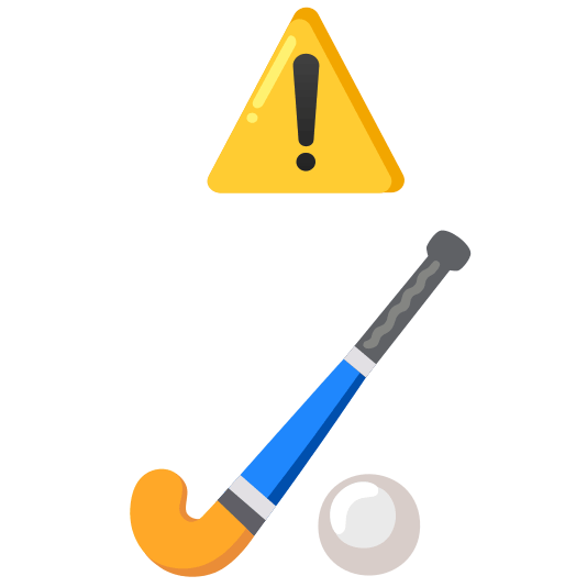 warning field hockey stick and ball