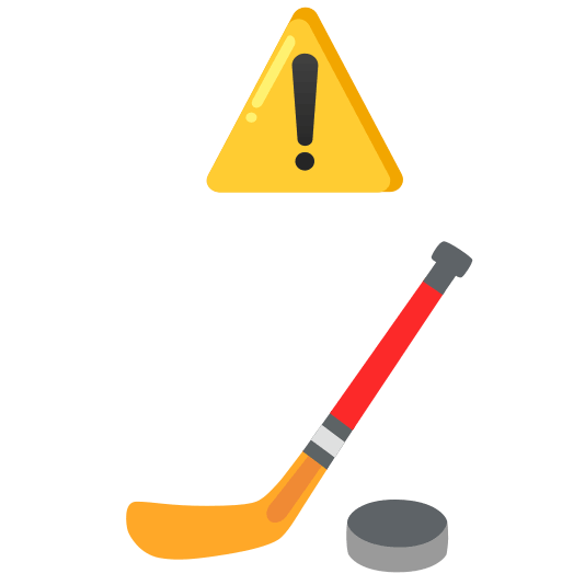 warning ice hockey stick and puck