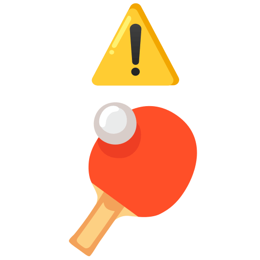 warning table tennis paddle and ball