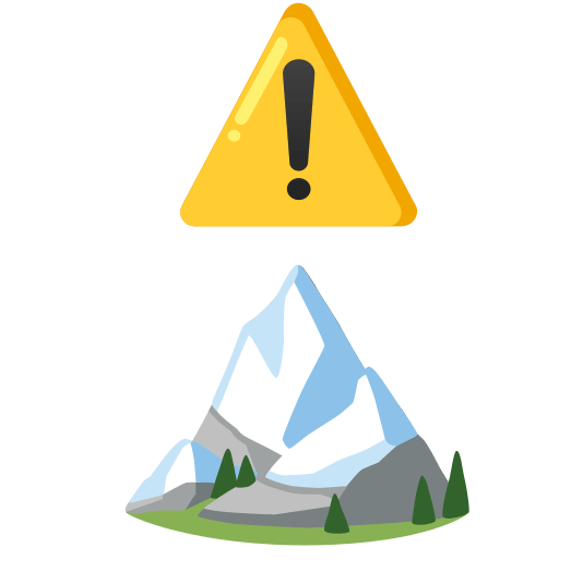 warning snow capped mountain