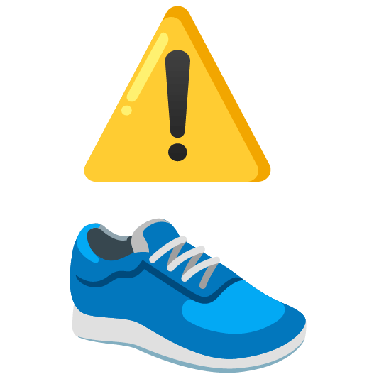 warning athletic shoe