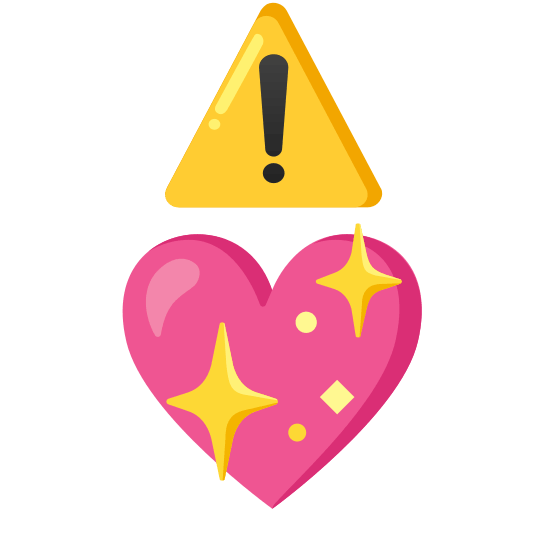 warning sparkling heart