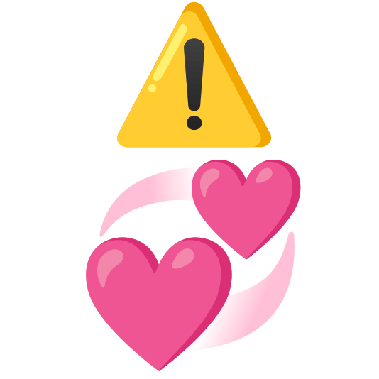 warning revolving hearts