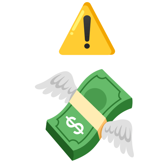 warning money with wings