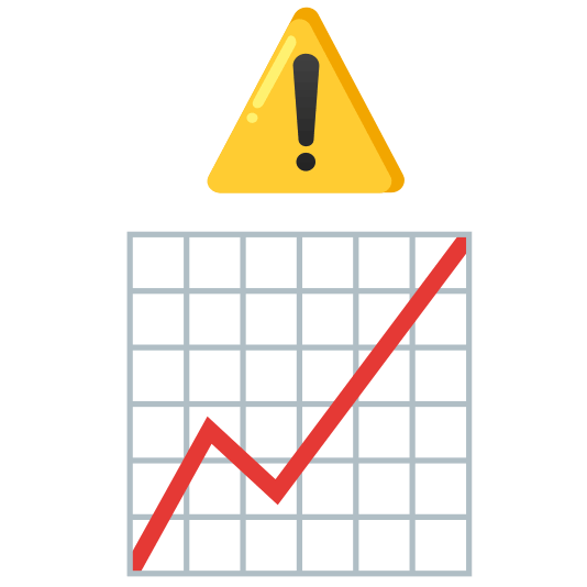 warning chart with upwards trend