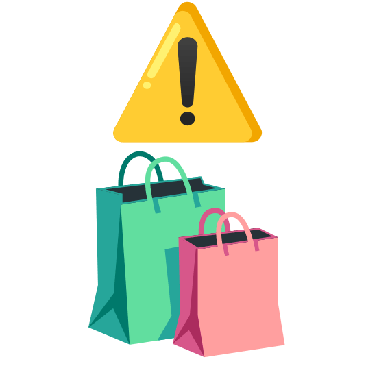 warning shopping bags