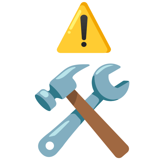 warning hammer and wrench
