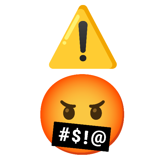 warning face with symbols on mouth