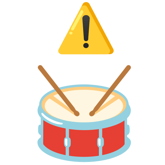 warning drum with drumsticks