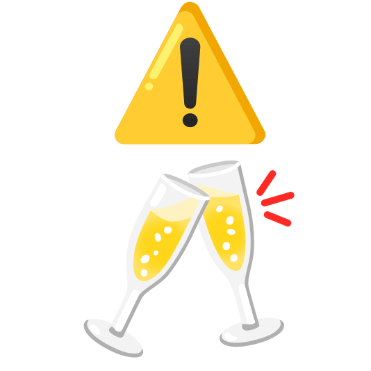 warning clinking glasses