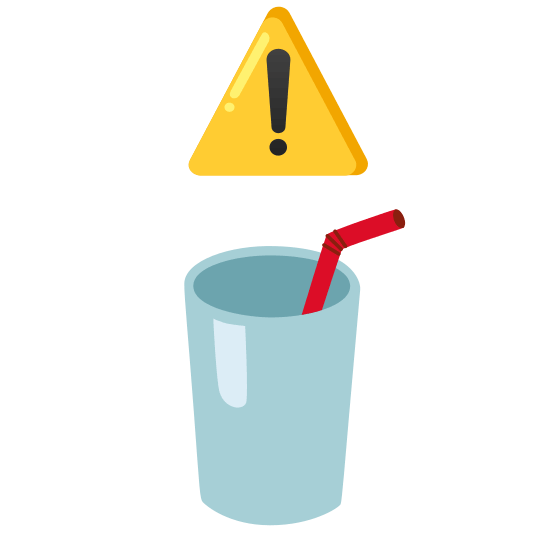 warning cup with straw