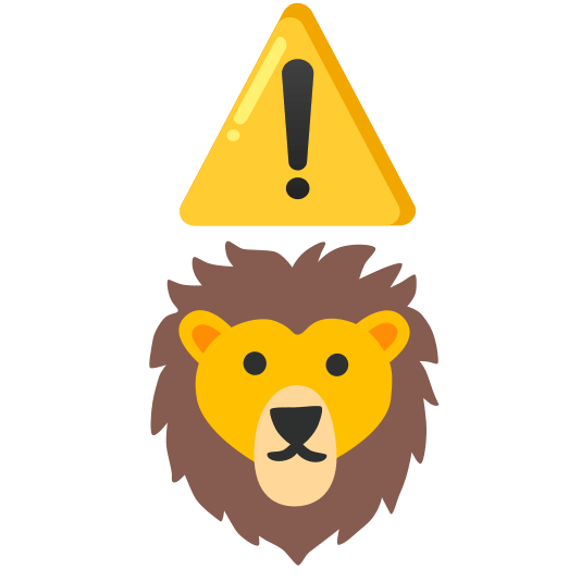 warning lion face