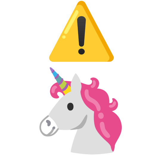 warning unicorn face