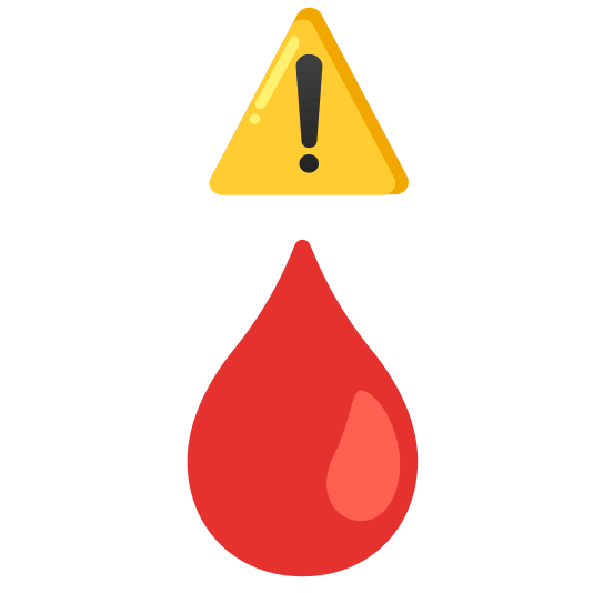 warning drop of blood