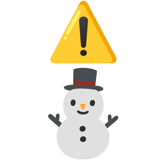 warning snowman without snow