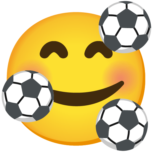 soccer smiling face with 3 hearts