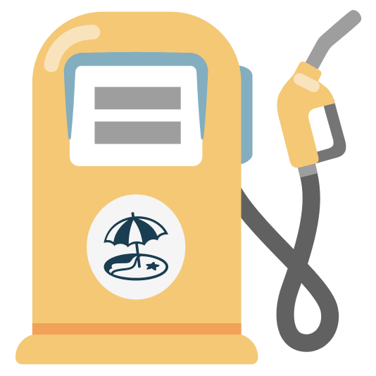 fuelpump beach with umbrella