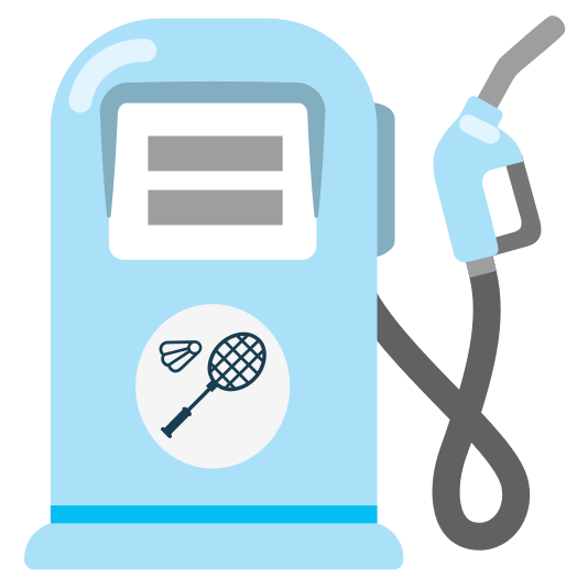 fuelpump badminton racquet and shuttlecock