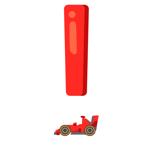 exclamation racing car