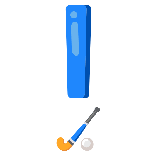 exclamation field hockey stick and ball