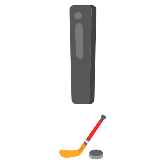 exclamation ice hockey stick and puck