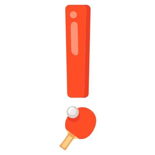 exclamation table tennis paddle and ball