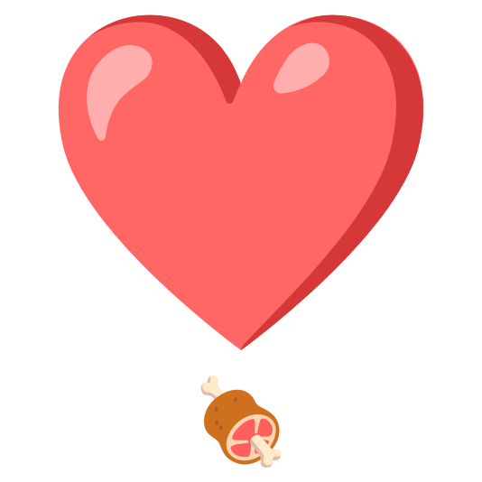 heavy heart exclamation mark ornament meat on bone