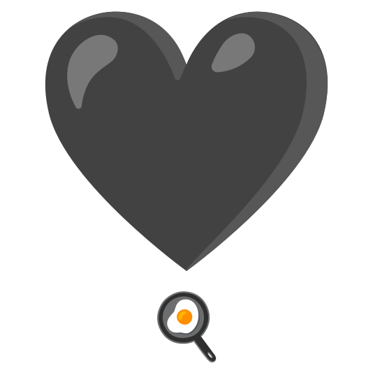 heavy heart exclamation mark ornament fried egg