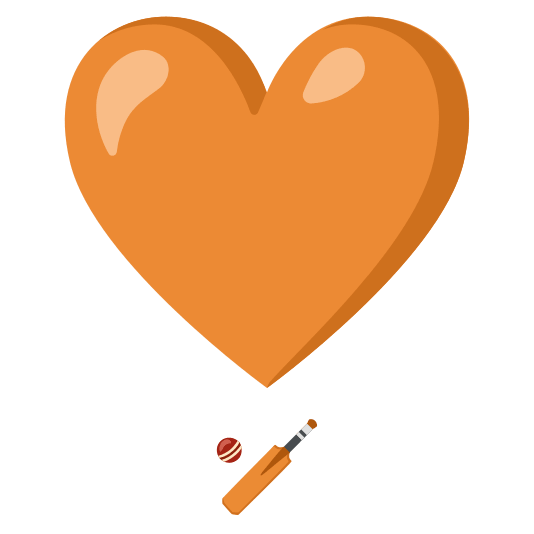 heavy heart exclamation mark ornament cricket bat and ball