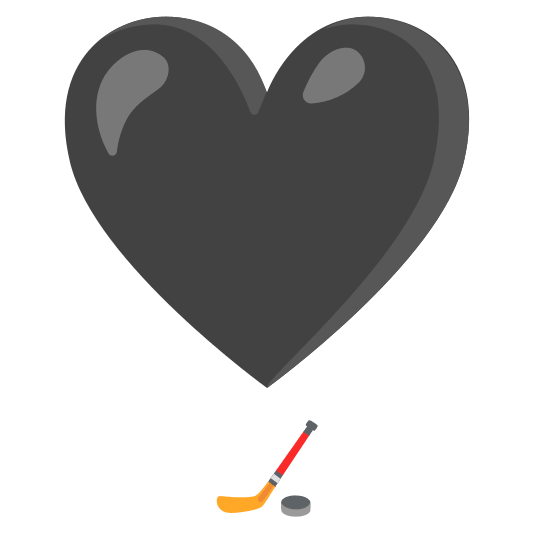 heavy heart exclamation mark ornament ice hockey stick and puck