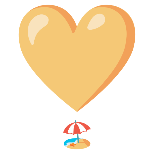 heavy heart exclamation mark ornament beach with umbrella