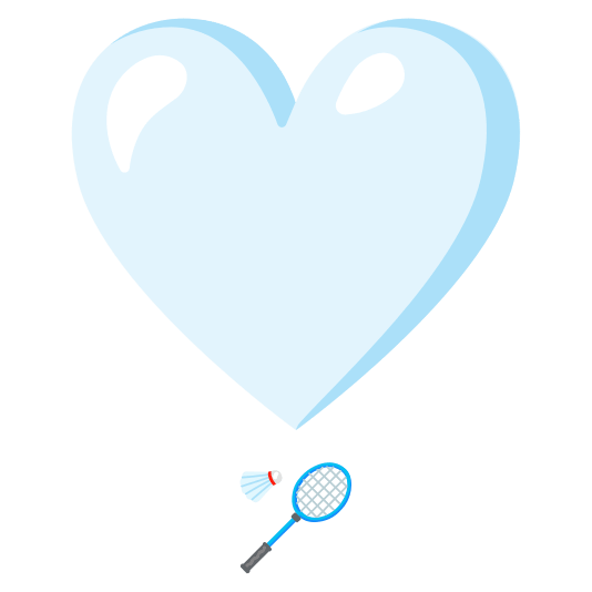 heavy heart exclamation mark ornament badminton racquet and shuttlecock