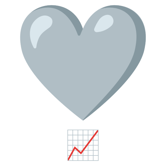 heavy heart exclamation mark ornament chart with upwards trend