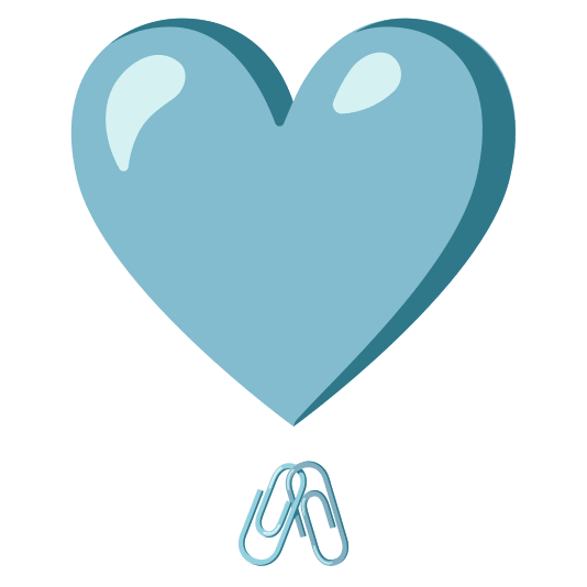 heavy heart exclamation mark ornament linked paperclips