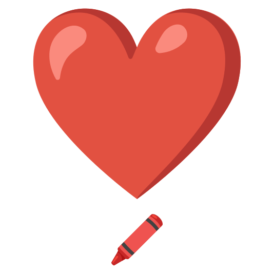 heavy heart exclamation mark ornament lower left crayon