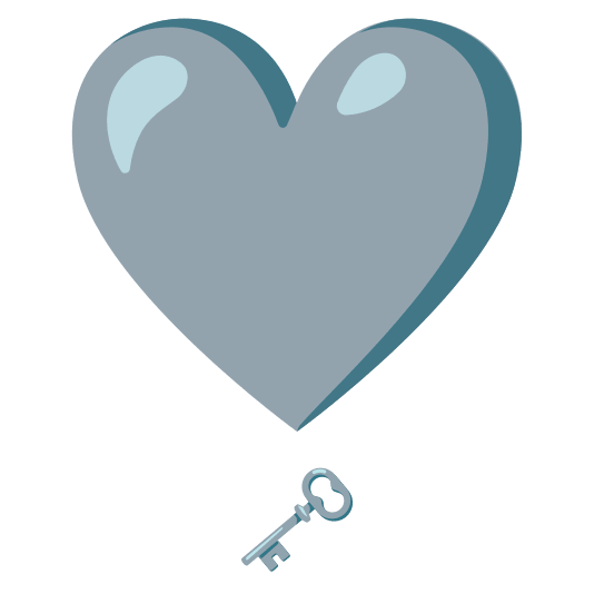 heavy heart exclamation mark ornament old key