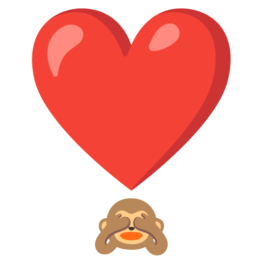 heavy heart exclamation mark ornament see no evil