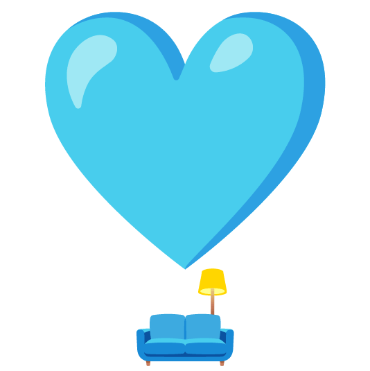 heavy heart exclamation mark ornament couch and lamp