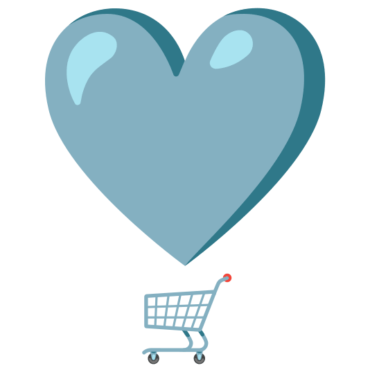 heavy heart exclamation mark ornament shopping trolley