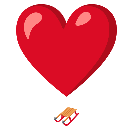 heavy heart exclamation mark ornament sled