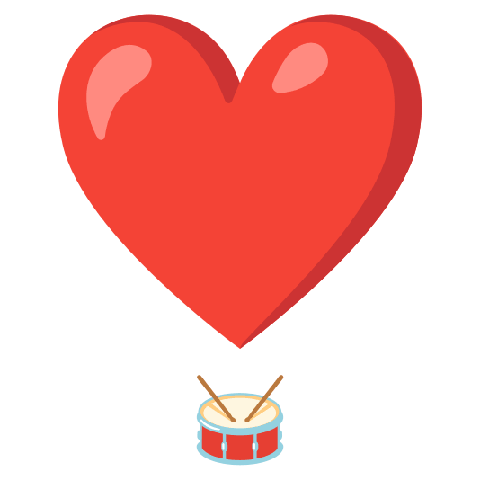 heavy heart exclamation mark ornament drum with drumsticks