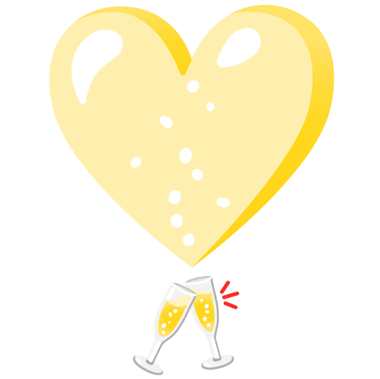 heavy heart exclamation mark ornament clinking glasses